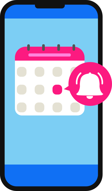 Icon of cell phone with calendar reminder