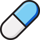 Blue and white pill icon